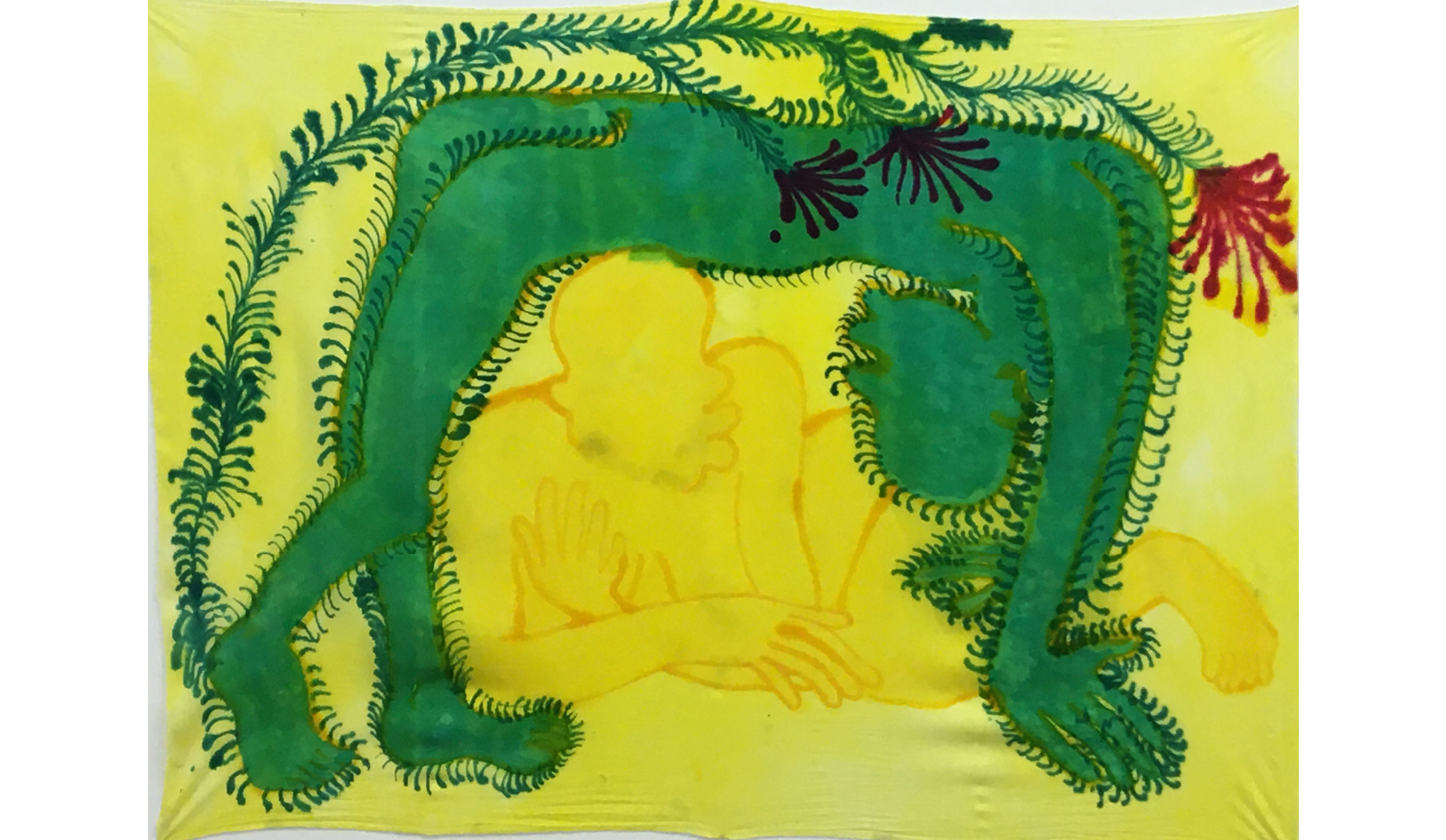 Green playing with yellow