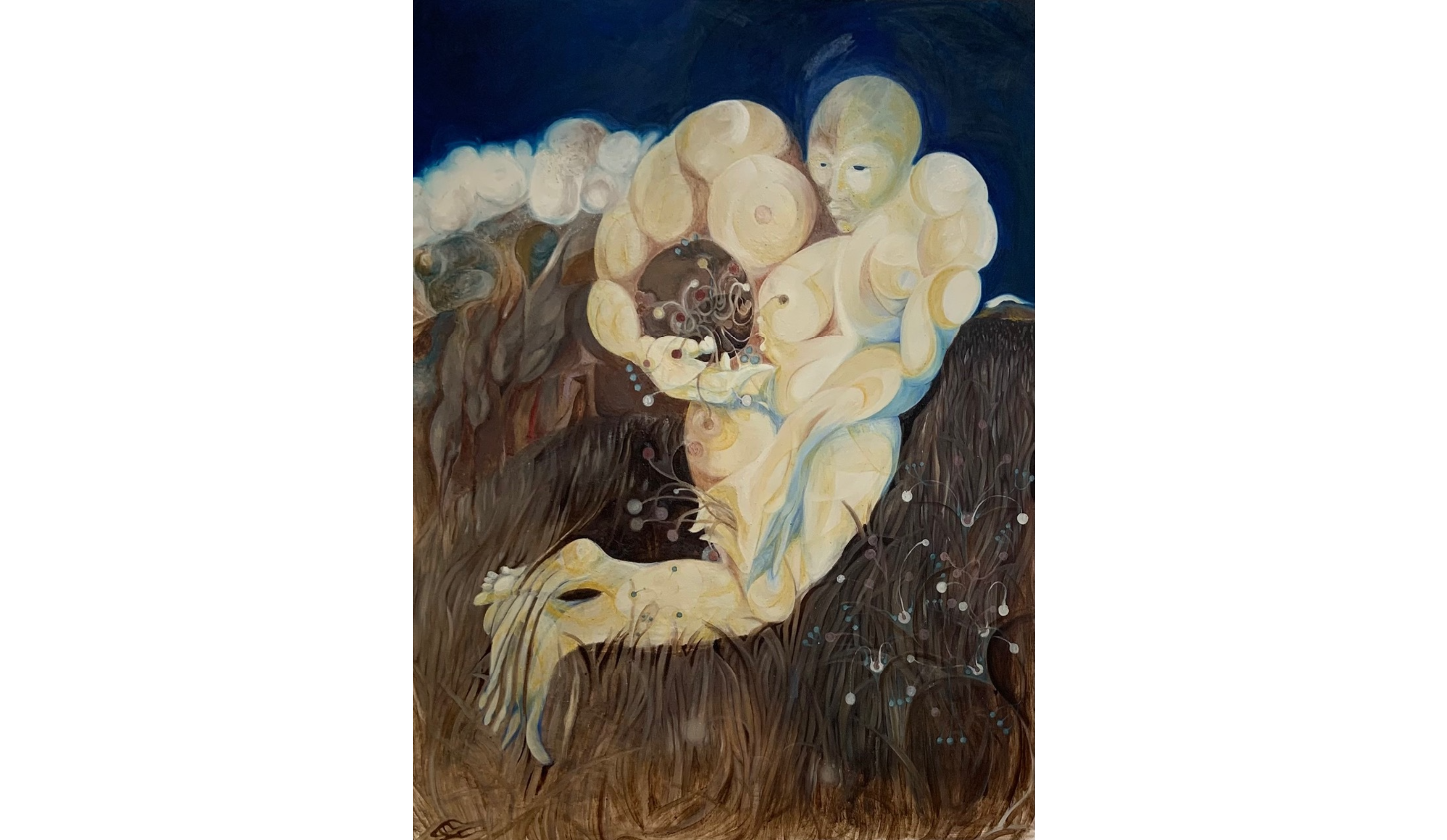 In the field her basket feels